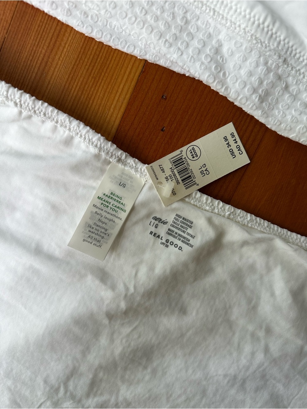NWT Aerie Women’s Two Piece Textured Swimsuit, White - Size L, XL - Picture 6 of 7